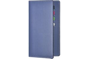 HOFFI Checkbook Covers for Personal Duplicate Checks, Genuine Leather Checkbooks Register Cover Holder Wallets for Women & Men (Blue Gray)