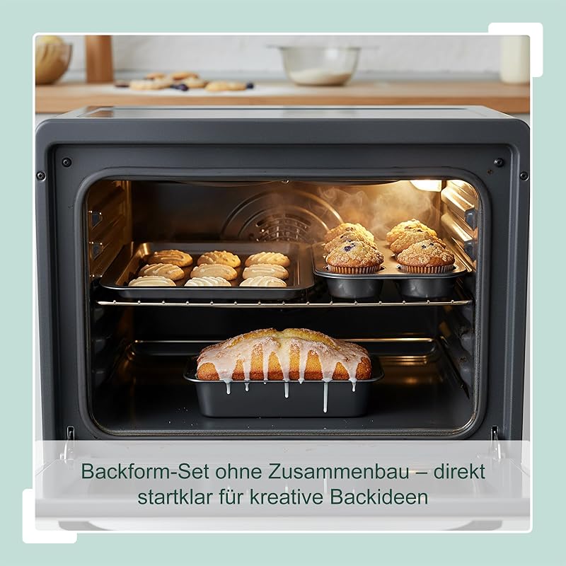 Backformen Set 3-tlg., Muffinblech, Kastenform, dunkelgrau