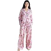YiNi LuLu Pajamas for Women Set 2 Piece Long Sleeve Printing Loungewear Button Down Soft Pjs Sleepwear with Pockets