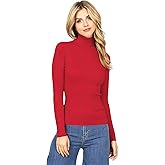 Ambiance Apparel Women's Ribbed Long Sleeve Turtleneck Top (M, Red)