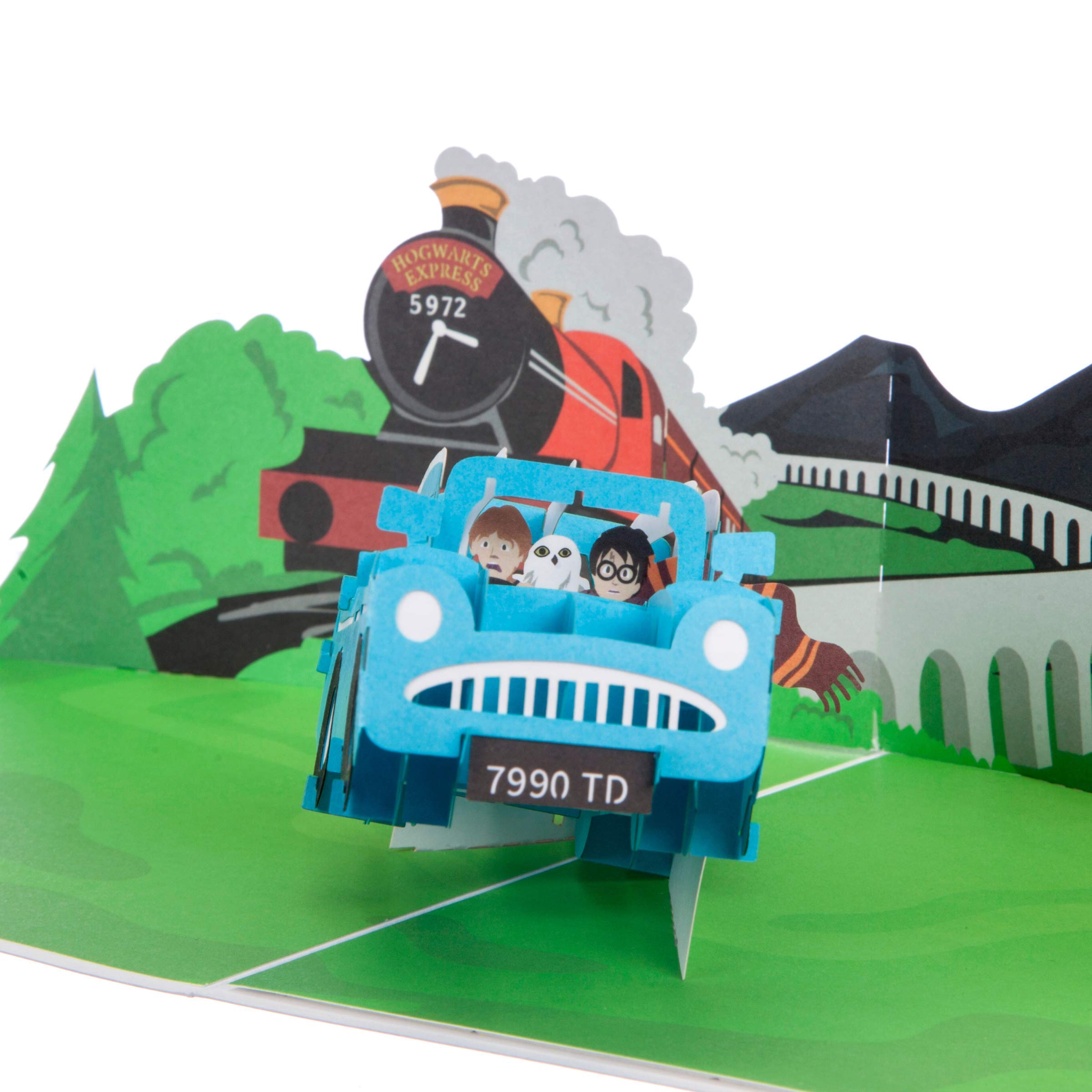 Cardology - Flying Ford Anglia Pop-Up Card | 3D Harry Potter Birthday Greetings for Wizarding World Fans