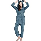 COZYPOIN Womens Fleece Onesies Pajamas Fuzzy Sherpa Adult Hooded One Piece Onesie Winter Romper Flannel Loungewear Sleepwear
