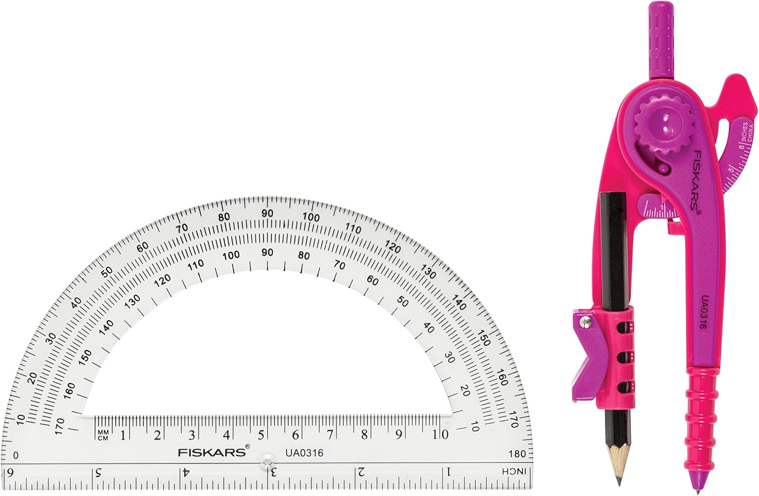 Fiskars 1565901000 Compass and Protractor Set, Color Received May Vary: Home & Kitchen