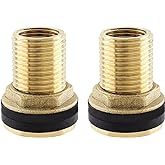 Rierdge 2 Pcs Brass Bulkhead Fitting, 3/8" Female 1/2" Male | Water Tank Connector, 2 Rubber Ring, For Rain Barrels, For Aquariums
