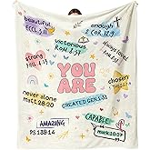 Dulkjio Christian Gifts for Women, Christian Blanket with Bible Verse, Religious Birthday Gifts for Catholic Women, Baptism Gifts for Girls, Spiritual Prayer Throw Blanket 60"X50"