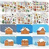 36 Sheets Make a Gingerbread House Stickers - Make Your Own Gingerbread House Stickers, Christmas Party Favor for Kids, Christmas Stickers for Gifts Goodie Bag Stocking Stuffers(12 Set)