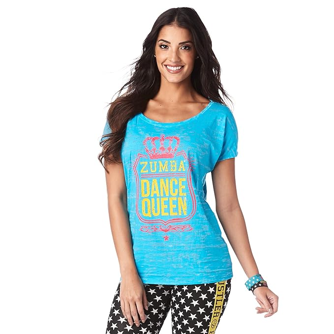 Zumba Womens Graphic Design Athletic Shirt Workout Tops Burnout Tees For Women
