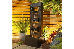 SERBILHOME 40.94”Outdoor Fountains and Indoor Waterfalls 4 Floor-Standing Water Fountain Outdoor with LED Lights Fountain Outdoor Garden for Office,House, Patio, Backyard, and Home Art Decor