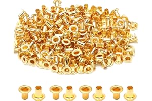Litoexpe 2MM Tiny Grommets Eyelets 200 Pcs, Self Backing Eyelets for Bead Cores, Clothes, Leather, Canvas (Gold)
