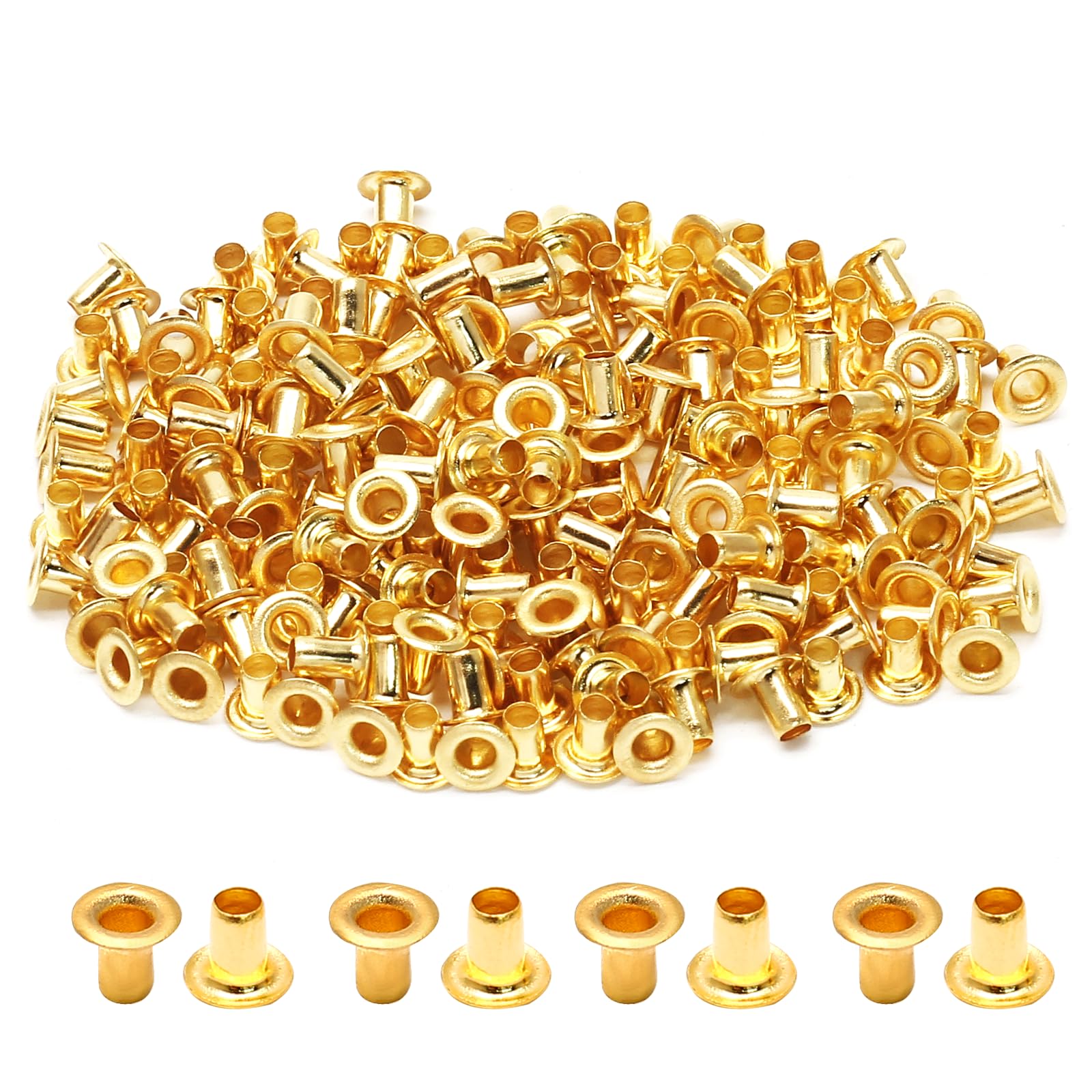 Photo 1 of Litoexpe 2MM Tiny Grommets Eyelets 200 Pcs, Self Backing Eyelets for Bead Cores, Clothes, Leather, Canvas (Gold)