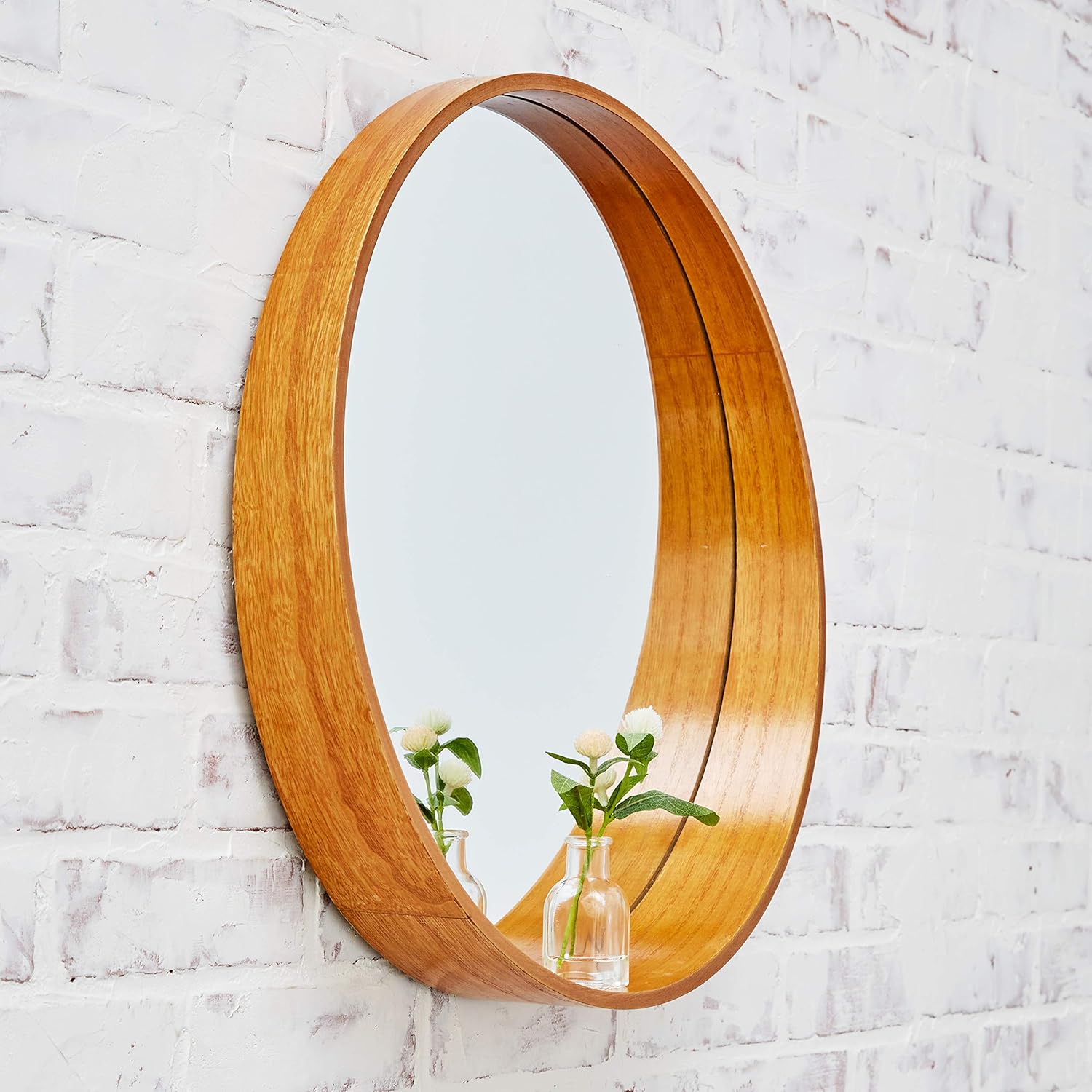 A Rated Trading Round Bamboo Mirror - 20 Inches - Vanity Bathroom Mirror - Large Circle Wall Decoration: Furniture & Decor