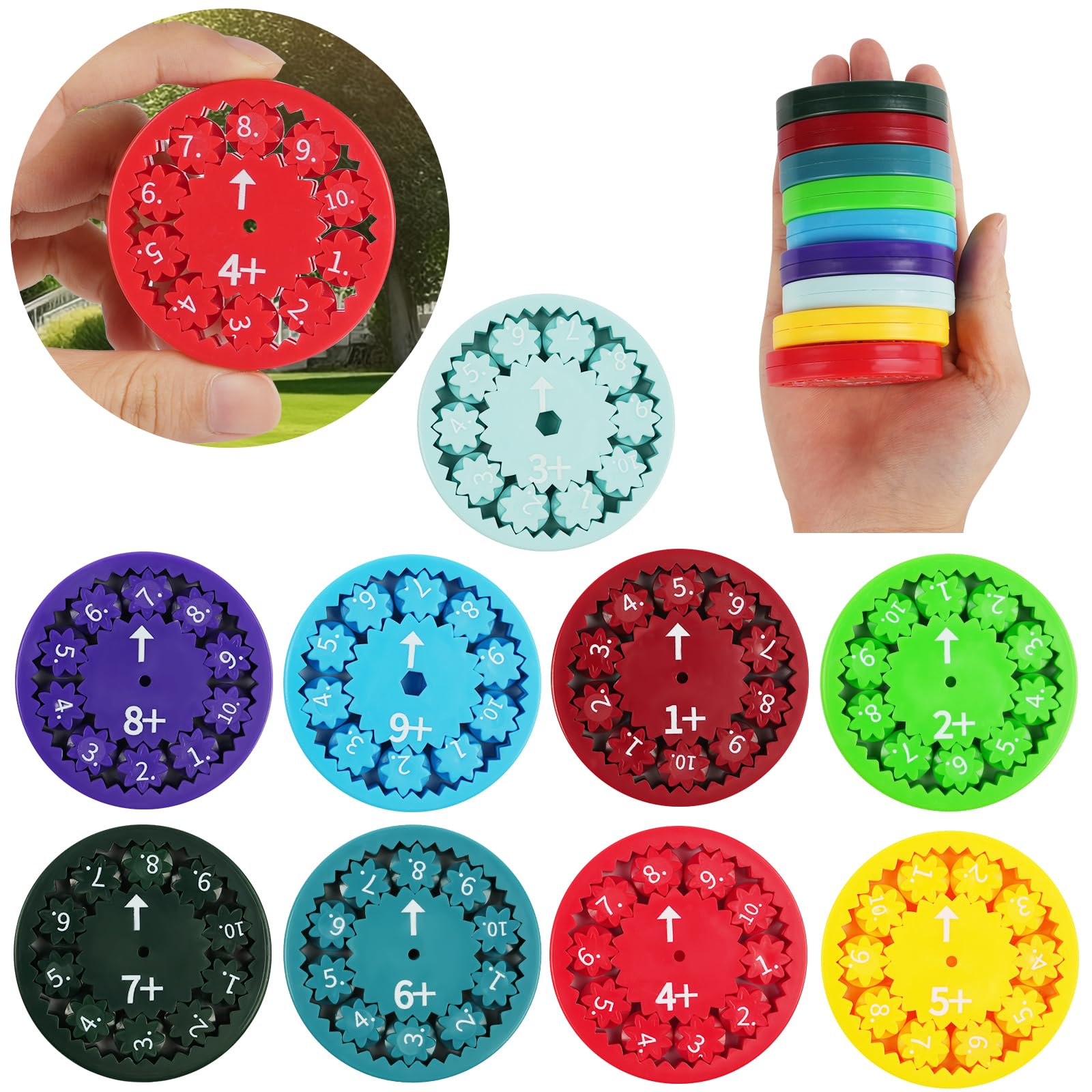 AUAUY Math Fact Fidget Spinners, Number Spinner Fidgets Toy, Learning Math Game Educational Toys, Addition Subtraction Multiplication and Division Sensory Toy (Multiply and Divide)