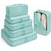 HOMESPON Compression Packing Cubes 6-Set Waterproof Suitcase Organizer Bags | travel luggage organizers washable nylon to maximize suitcase space