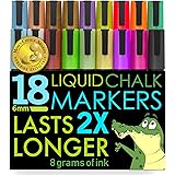 Crafty Croc Liquid Chalk Markers, Jumbo 18 Pack, (Mom’s Choice Award Gold Recipient), Neon Plus Earth Colors 6mm Reversible T