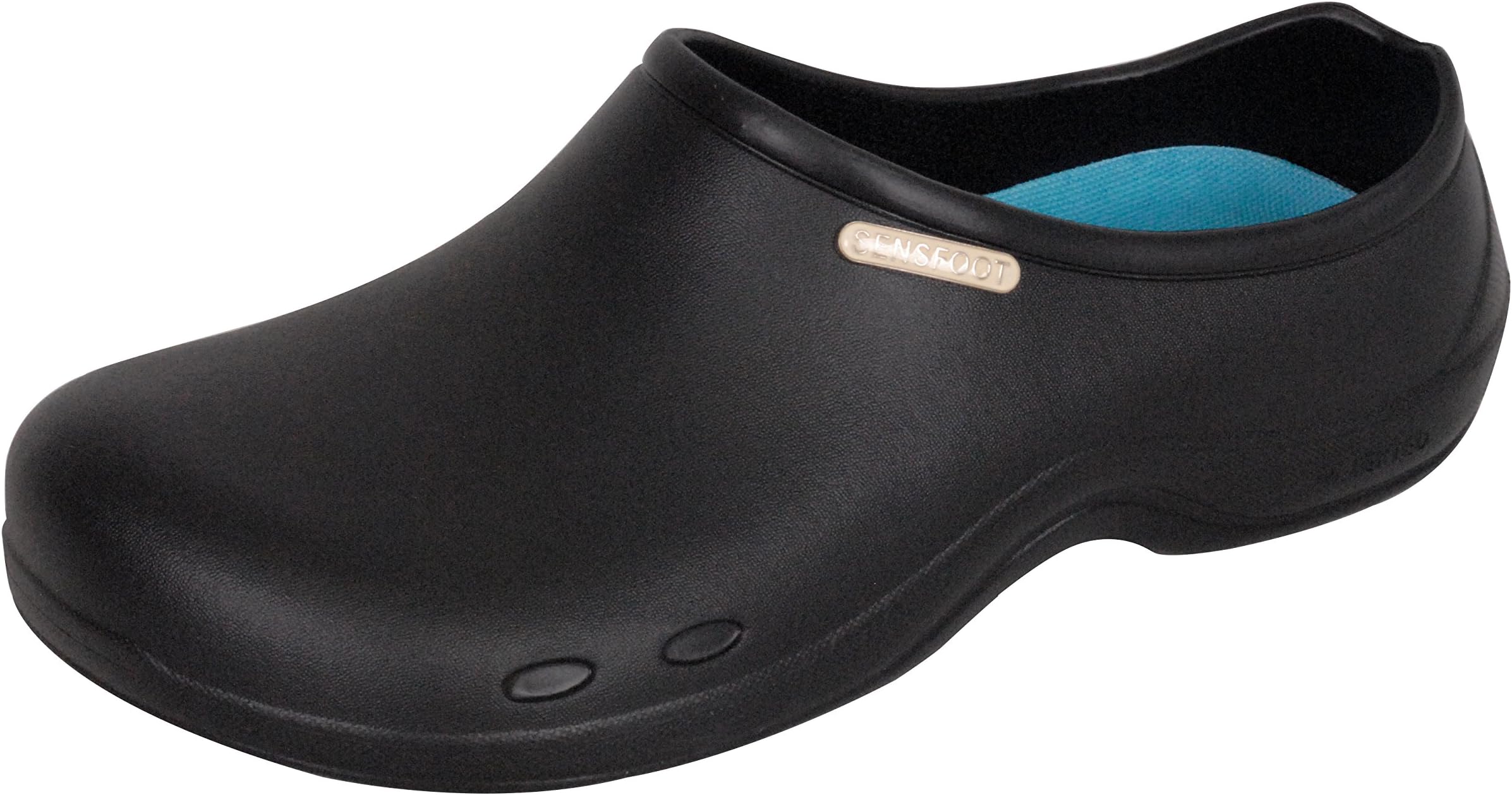 Sensfoot Non Slip Mens and Womens Chef Clog Shoes for Kitchen Bathroom Work-black (US MEN 4-4.5)