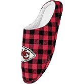 FOCO Men'sNFL Sherpa Lined Buffalo Check Memory Foam Slippers