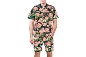 YZPPDHFC Custom Hawaiian Shirt with Face, Personalized Hawaiian Shirt with Face, Print a Picture on a Shirt and Short