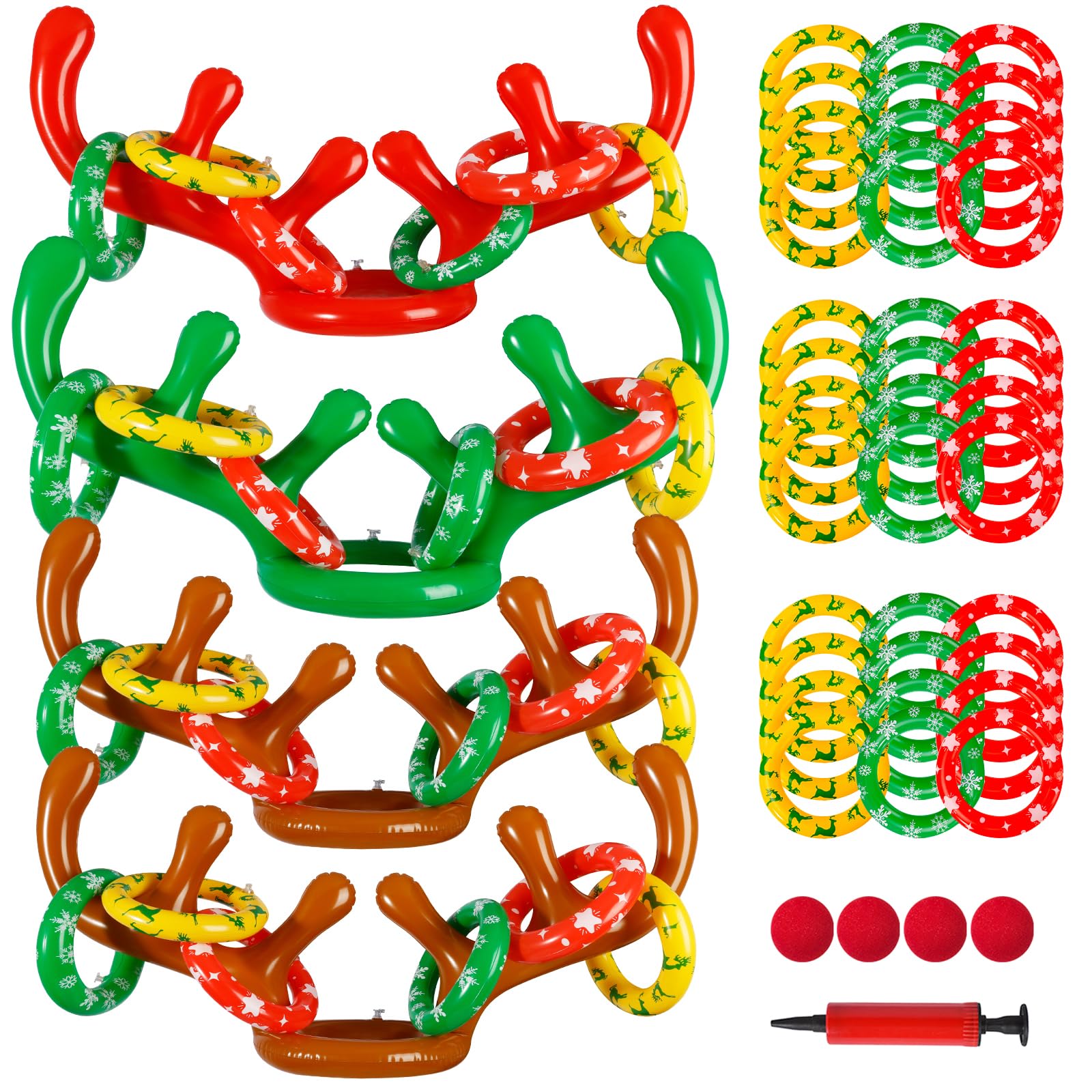 Photo 1 of Max Fun 4 Pack Inflatable Reindeer Antler Ring Toss Games Indoor Outdoor Christmas Party Games Party Favors, 4 Anlters & 24Rings