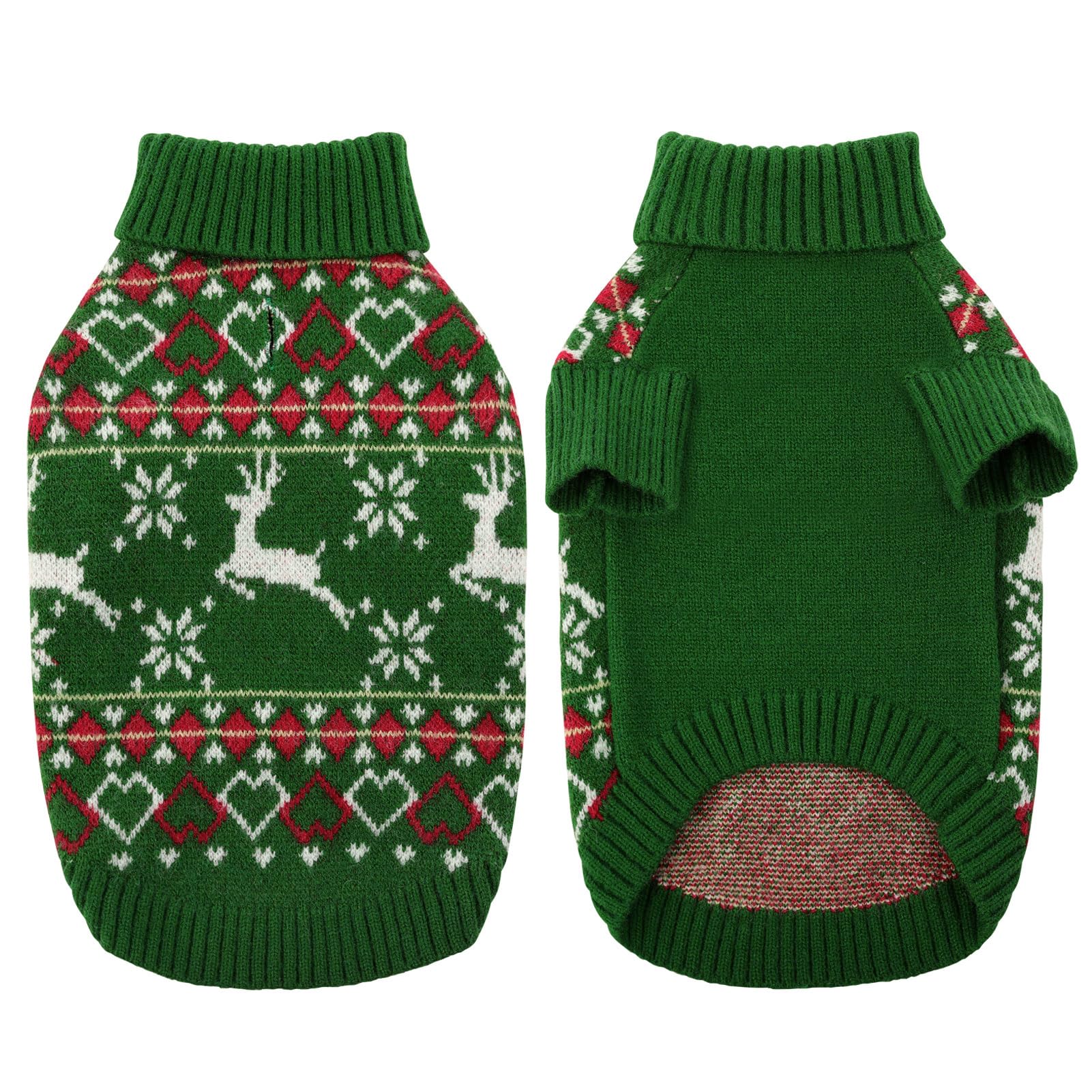 KONVINIT Dog Christmas Jumper,Winter Warm Dog Sweater,Knitting Dog Jumper Xmas Puppy Jumpers for Small Dogs and Medium Large Dogs,xmas green M — image 1