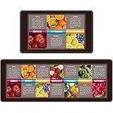 Serwrsw Fruit Kitchen Mats 2 Piece for Floor, Decorative Kitchen Rugs Anti Fatigue, Washable Non Slip Rug for Kitchen, Bathro