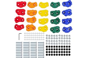 Squirrel Products Rock Climbing Holds for Kids, Deluxe Extra Large Climbing Rocks with Mounting Hardware - DIY Rock Wall Indoor & Outdoor Playground Accessories Wall Climbing Kit - Ages 3+