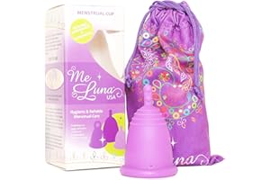 Most Customizable Menstrual Cup by MeLuna USA | Custom Fit for All Body Types | Reusable Comfortable Period Cups | Tampon Pad Alternative (Medium, Purple with Stem Handle)