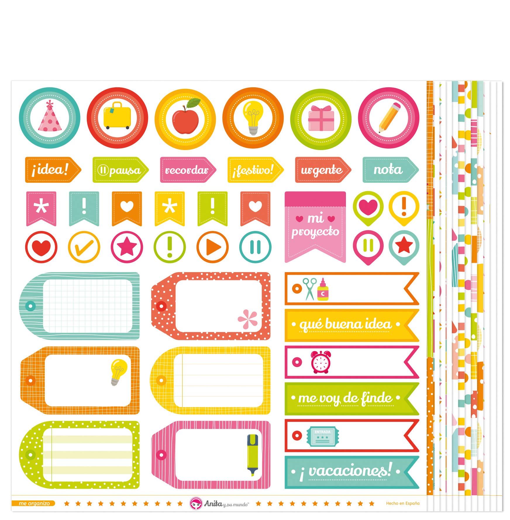 Anita and Su Mundo Collection I Organize Scrapbooking Papers, Paper, Multicoloured, 12" x 12"