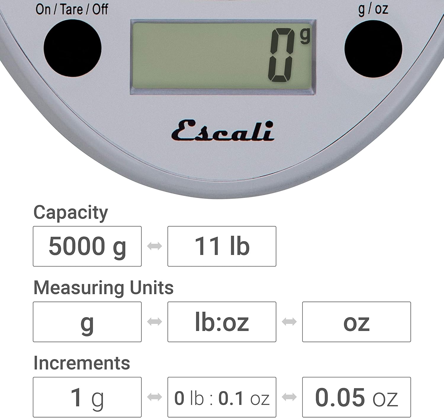 Escali Primo P115C Precision Kitchen Food Scale for Baking and Cooking, Lightweight and Durable Design, LCD Digital Display, 8" x 6" x 1.25", Chrome: Digital Kitchen Scales: Kitchen & Dining