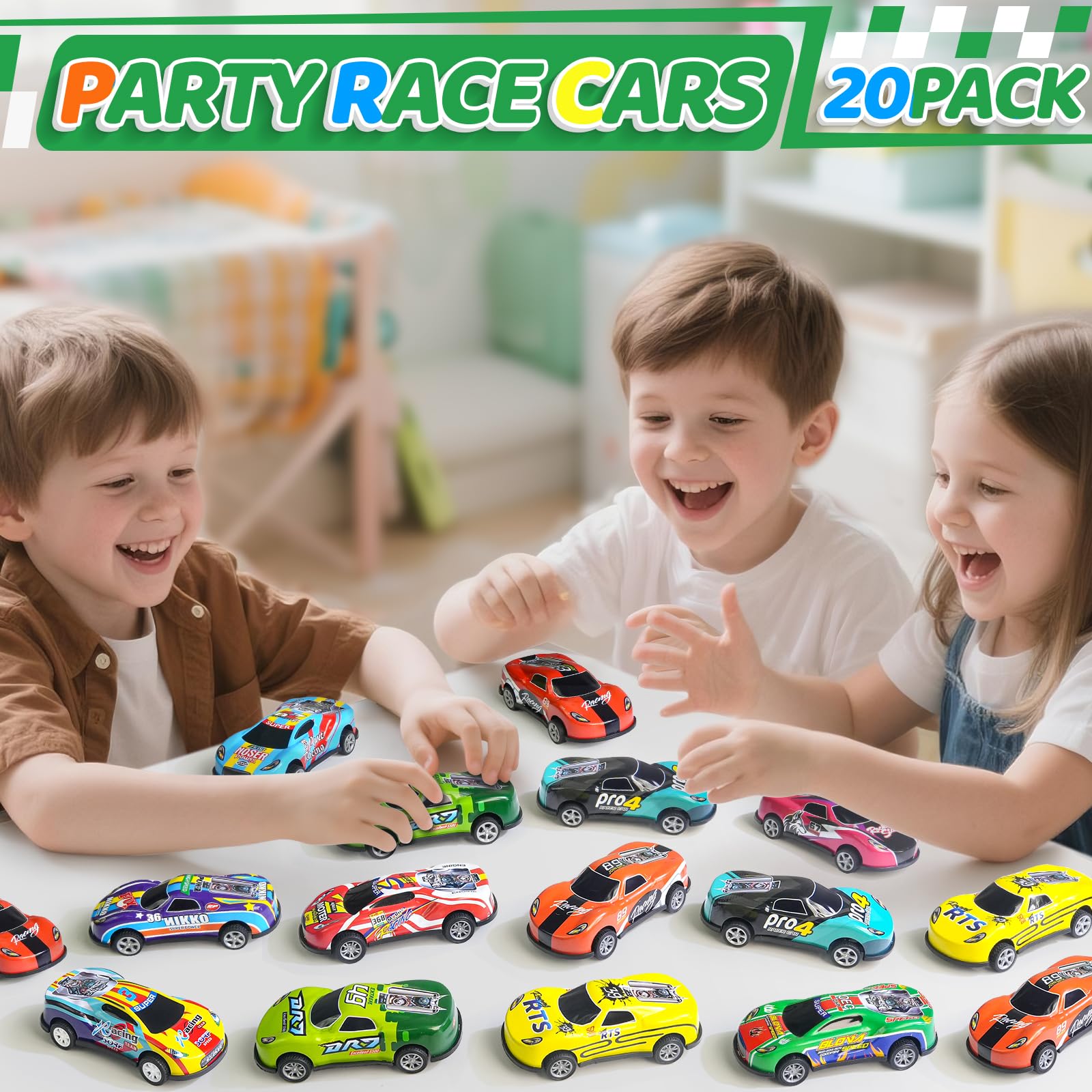 20 Pack 3.4 Inch Metal Pull Back Toy Cars, Toys for Boys Girls Toddlers 3,4,5,6.7 Years Old, Party Favors Cars, Race Cars Vehicles,Goodie Bag Stuffers, Pinata Fillers, Teacher Reward Prizes (20 Pack)