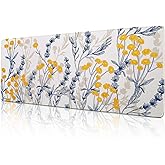 ALOANES Waterproof Mouse Pad with Durable Stitched Edge, Large Gaming Keyboard Pad, Non-Slip Rubber Base, Extended Desk pad for Gamer, Office & Home, Yellow Flower Mousepad 27.6''x 11.8''x 0.12''