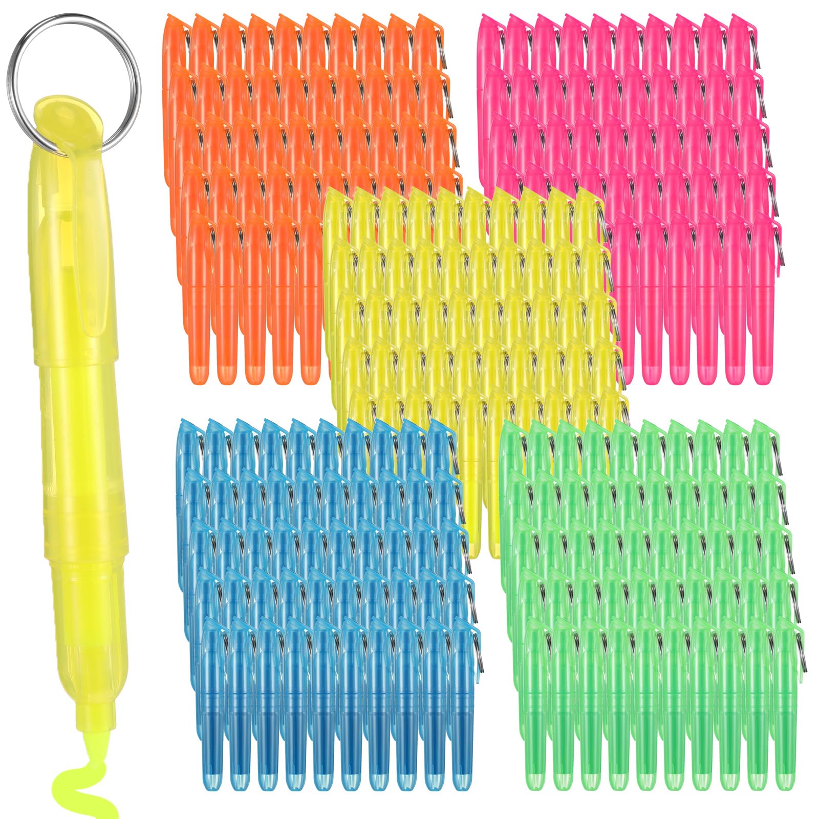 Photo 1 of Kosiz 100 Pcs Mini Highlighters Assorted Colors with Key Ring Highlighter