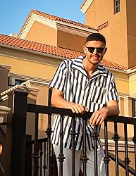 COOFANDY Men Casual Button Down Shirt Short Sleeve