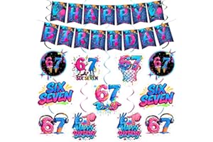 STJKRCLW 6 7 Birthday Decorations, Dazzling Theme, Happy Birthday Banner, Funny 67 Meme Party Decor