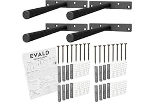 EVALD Heavy Duty Floating Shelf Bracket | 8-Inch Floating Mantel Mount, Blind Shelf Supports, and Anchors | Floating Shelf Hardware for Home and Office Decor | Fireplace Mantel Brackets (4 Pack)