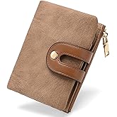 RNIEGA Small Wallets for Women Leather Bifold RFID Blocking Card Holder Compact Wallet Women with Zipper Coin Pocket