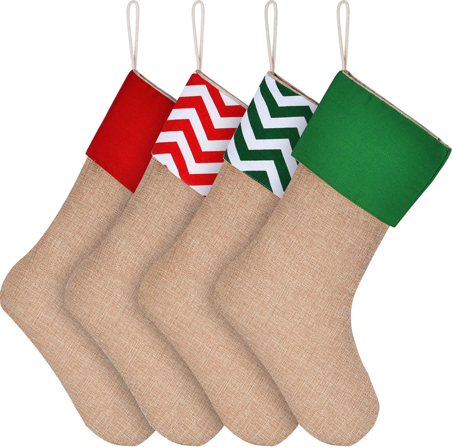 Stockings & Holders - Sunshane Burlap Christmas Stockings Xmas Fireplace Hanging Stockings Decoration Stockings for Christmas Decoration DIY Craft (Color Set 1, 4)