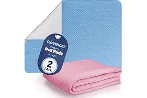 [Upgrade] CLOVERCAT 2 Pack Large Size 35x27” Bed Pads Washable Waterproof Mattress Protector, Reusable Pee Pads for Bed Wetti