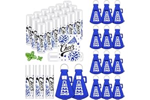 Swiffen 36 Pcs Cheerleading Gifts Bulk Cheer Team Gifts Lip Balm and Holder Keychains Set Christmas Cheer Party Favors for Xmas Stocking Stuffer Cheerleader Team Sports Party Supplies(Blue)