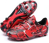 Hanani Boys Girls Football Boots FG/AG Soccer Shoes Red Unisex Kids Teens