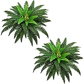T-GRNOVA 40" Artificial Boston Ferns Bush Plants, Set of 2, Large Faux Ferns Hanging Decor with 53 Fronds, Fake Vines Indoor Or Outdoors Planter for Home and Office Decor