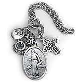 St. Luke Necklace, Keychain or Clip, Patron Saint of Physicians, Surgeons and Artists, Crystal Pendant and Initial Charm