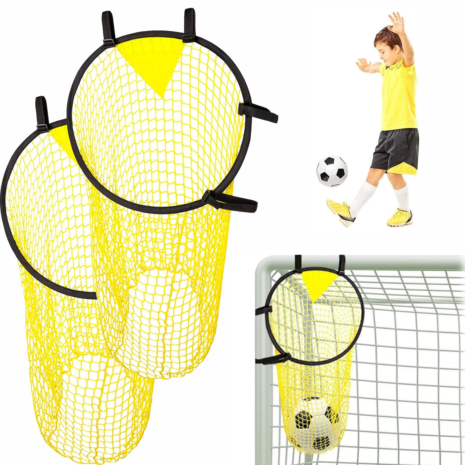 2 Stück Fußballtor Zielnetz, 45 x 60CM Fussball Ziel mit Rahmen Top Bins Fussballtore für Schießgenauigkeit Verbesserung Fußball Training Zubehör für Kinder, Erwachsene