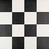 RomDeco Peel and Stick Floor Tile Black and White, Vinyl Flooring Waterproof for Bathroom, Peel and Stick Flooring Self Adhes