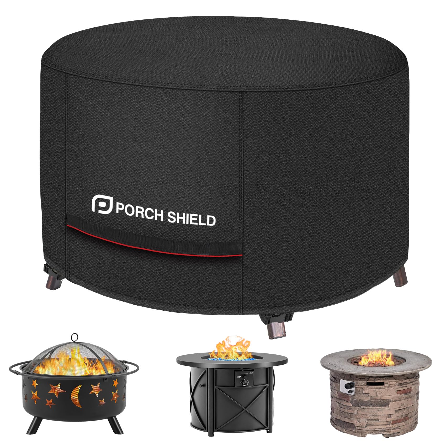 Photo 1 of Porch Shield Round Patio Fire Pit Cover Fade Resistant Waterproof Outdoor Firepit Cover 36 inch for Fire Bowl