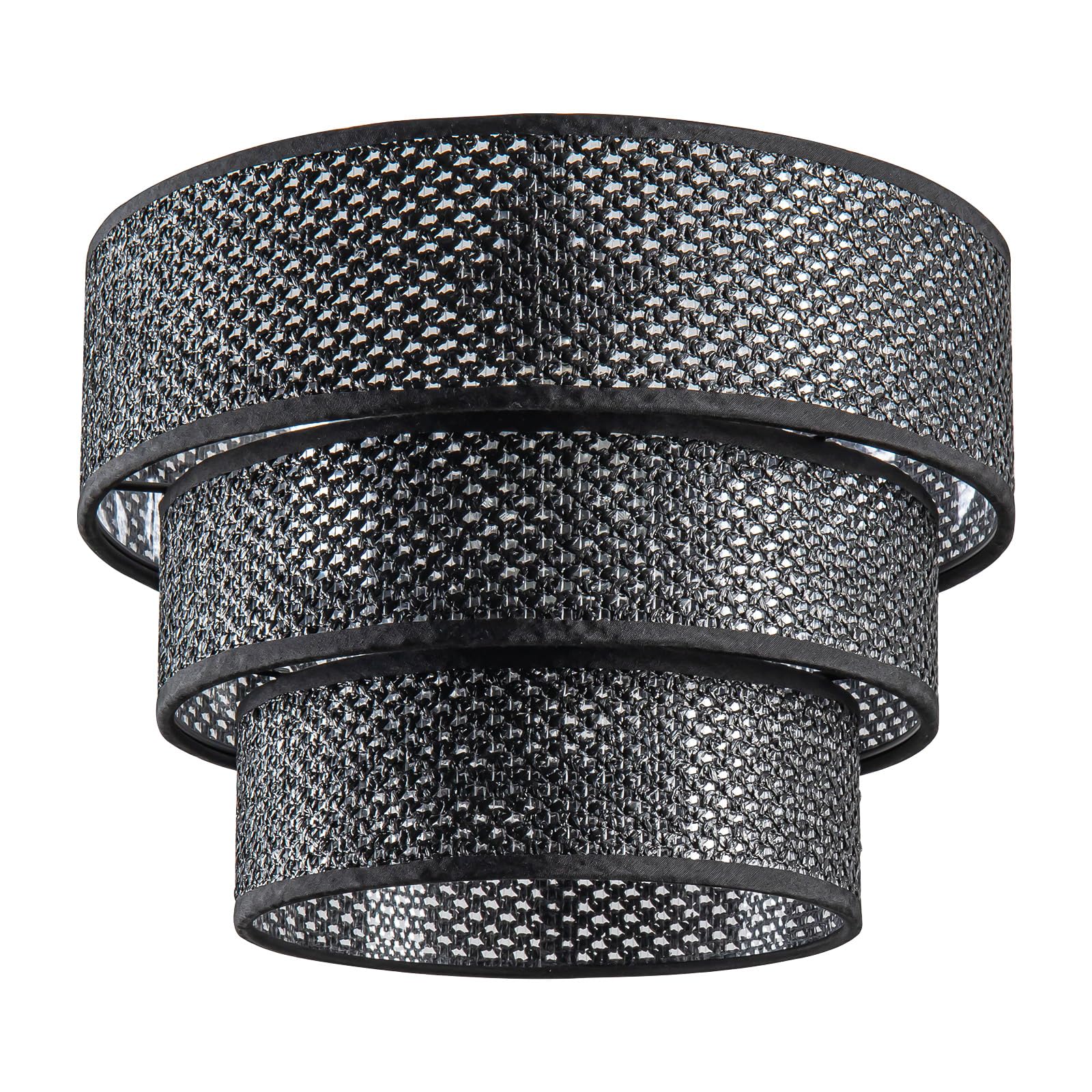 Photo 1 of Mateyrie Lamp Shades for Floor Lamps Pendant Light Replacement, 3-Tier Drum Lamp Shade with Black Rattan Woven for Living Room Dining Hall Bedroom (Black-Woven)