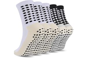 Ultrafun 5 Pairs Kids Youth Grip Soccer Socks Cushioned Non Slip Football Athletic Sports Socks