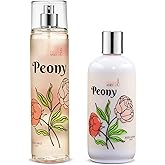Home Spa Gift 10oz Deep Moisturizing Fragrance Body Lotion & 8 oz. Fine Fragrance Body Mist Set Luxury Self-Care Combo for Women and Girls (Peony) – Mother's Day Gift for Mom