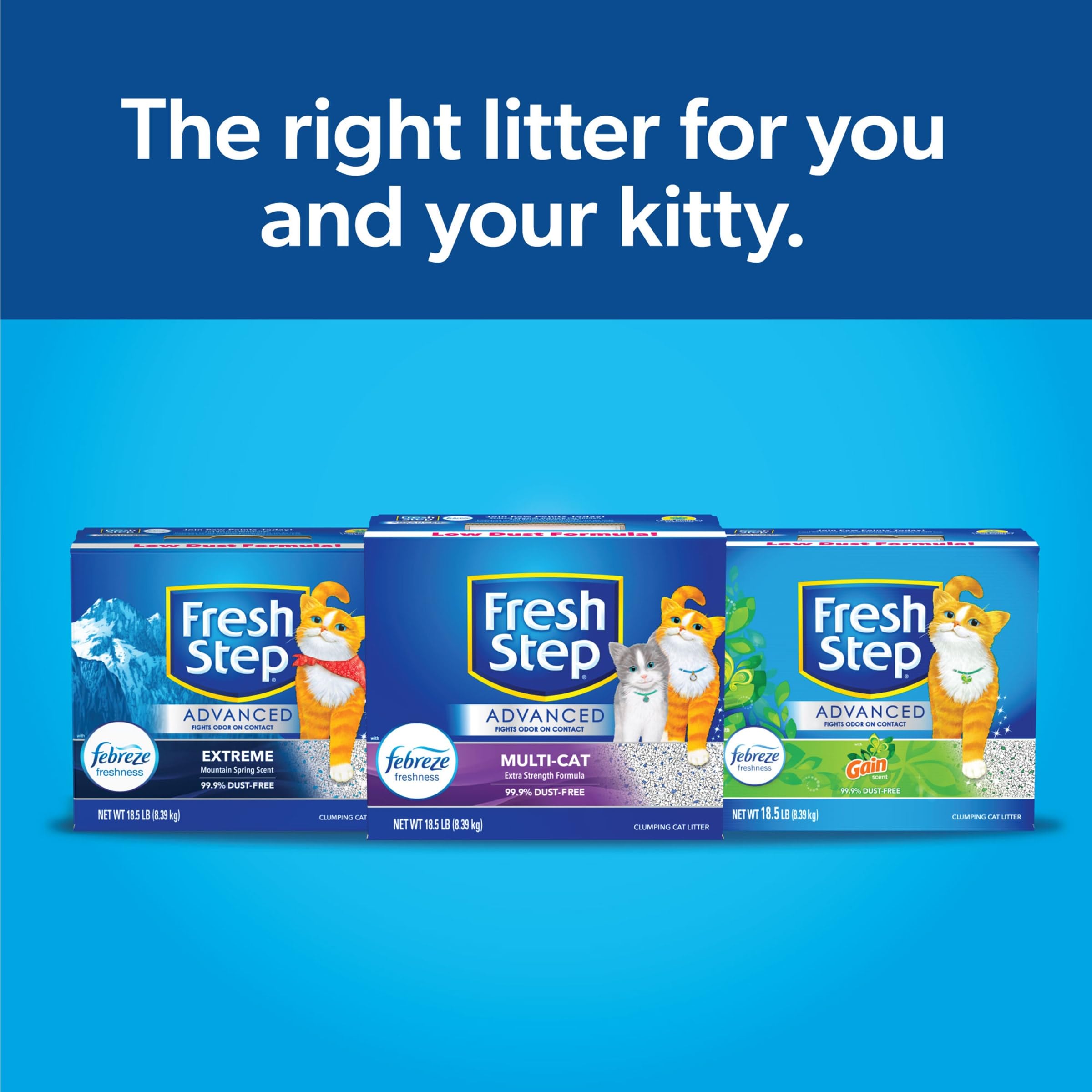 Fresh Step Advanced Extreme Clumping Litter with Febreze Freshness with Mountain Spring Scent, Fights Odor on Contact, 37 lbs. (2 x 18.5 lb. Box)