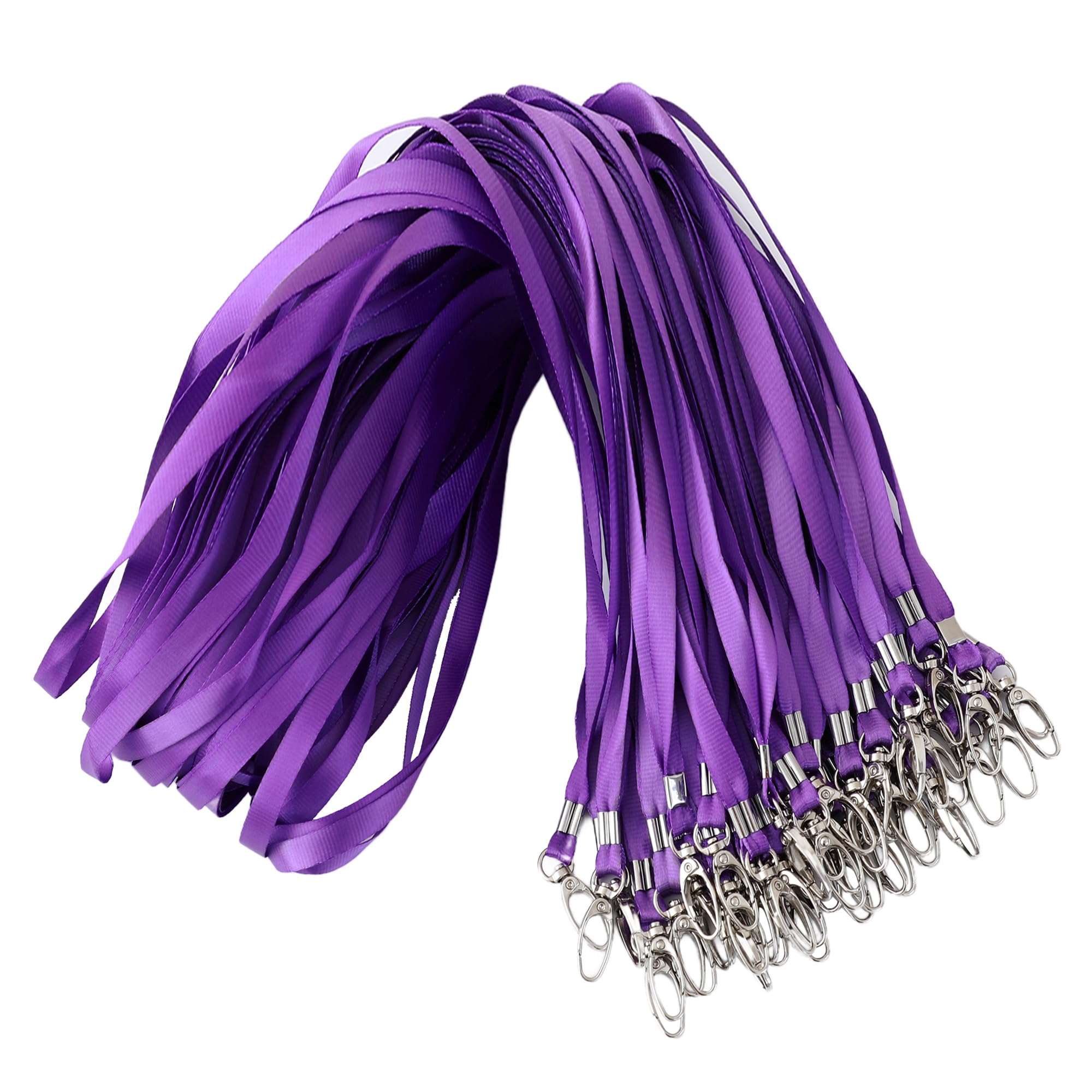 ROSSHINE 50pcs Purple Lanyards for Neck, Nylon Neck Strap Lanyard for Keys ID Cards Name Tags Badge Holders with Swivel Hook Ideal for Staff Student Doctors Visitors