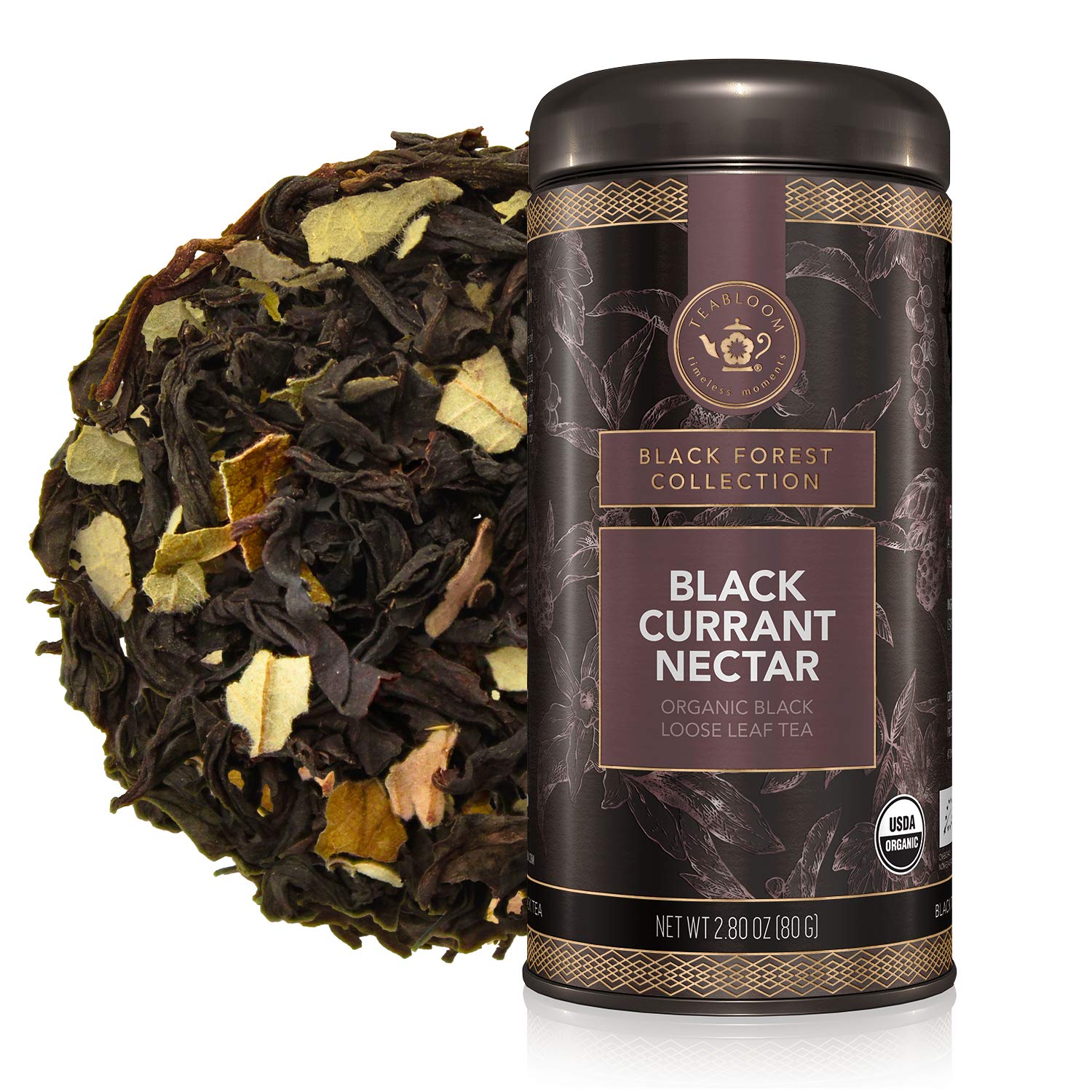 Organic Black Tea, Black Currant Nectar Loose Leaf Tea, USDA Certified Organic, 2.80 Ounce Loose Leaf Tea Canister Makes 35-50 Cups